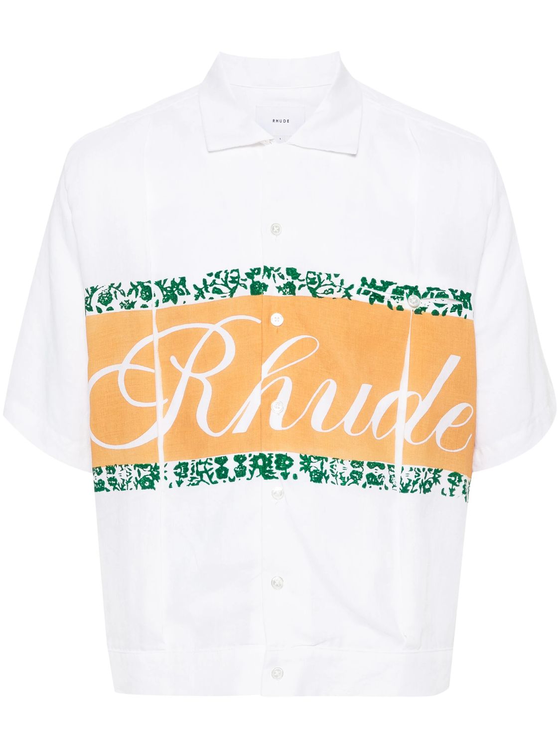 RHUDE Ivory Linen Logo-Print Shirt for Men