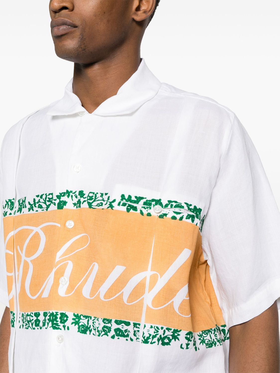 RHUDE Ivory Linen Logo-Print Shirt for Men