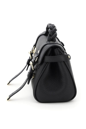 上品な女性のための高級なブラックテキスタイルレザーハンドバッグ