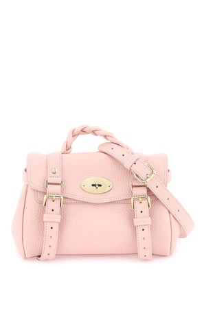 MULBERRY Mini Alexa Grained Leather Handbag with Braided Handle and Gold-Tone Accents in Pink