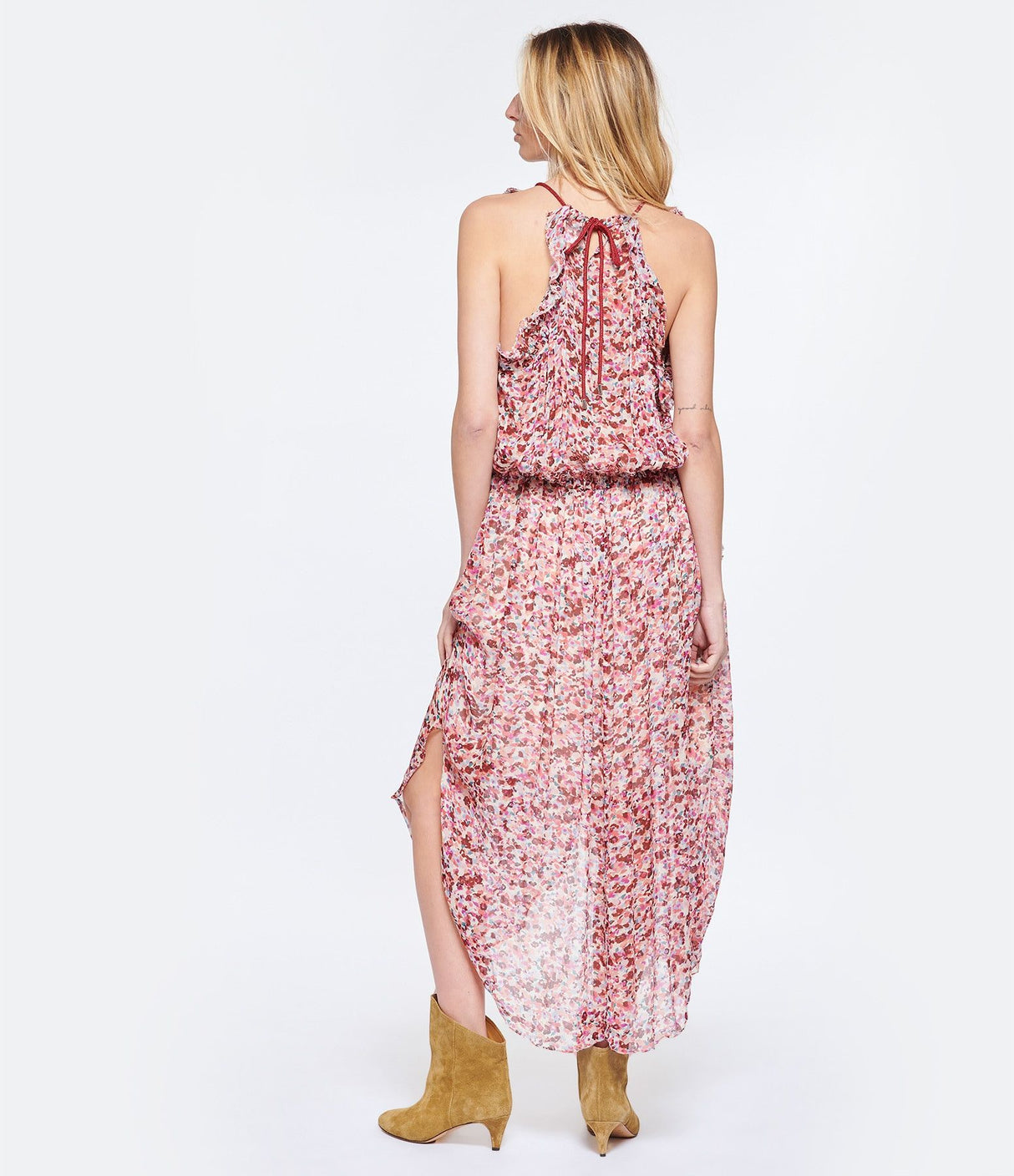ISABEL MARANT ETOILE Raspberry and Ecru Fadelo Dress for Women - SS23 Collection