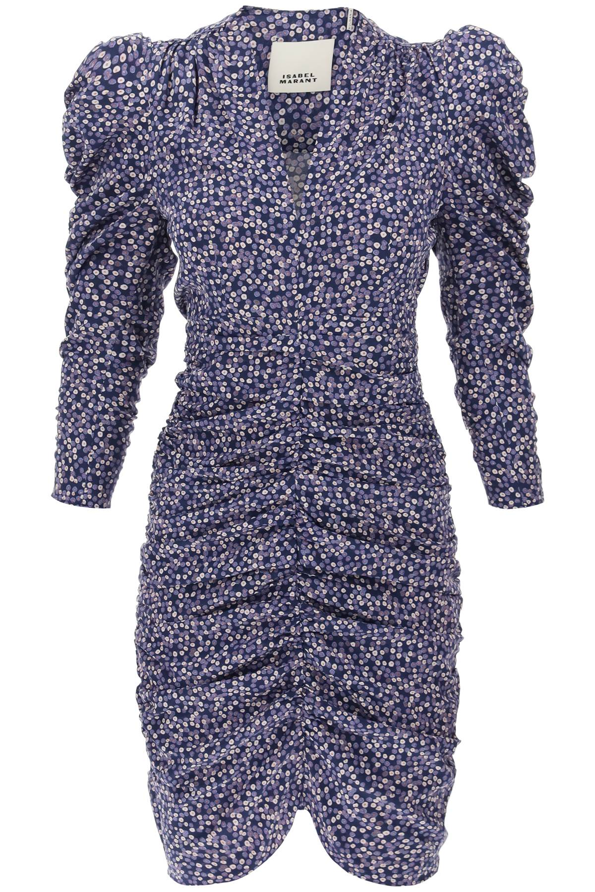 Floral Print Ruched Mini Dress with Gigot Sleeves
