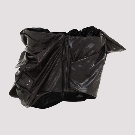 RICK OWENS Black Leather Bustier Top for Women