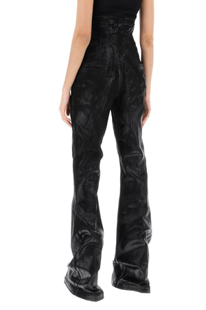 RICK OWENS Black Elasticized Pants for Women - SS24 Collection