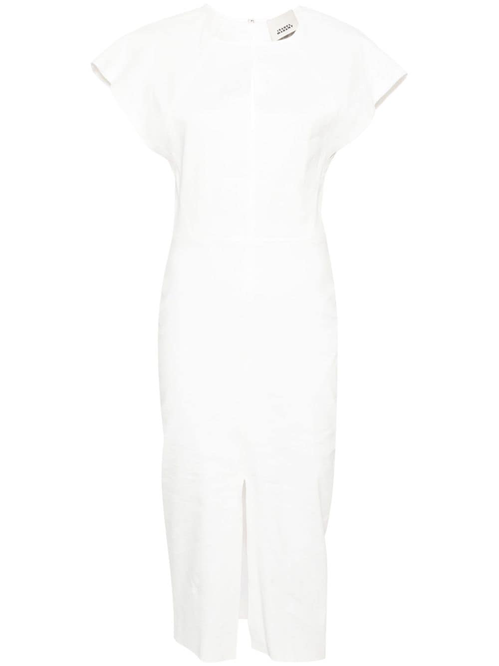 ISABEL MARANT White Midi Dress with Cap Sleeves and Keyhole Neckline