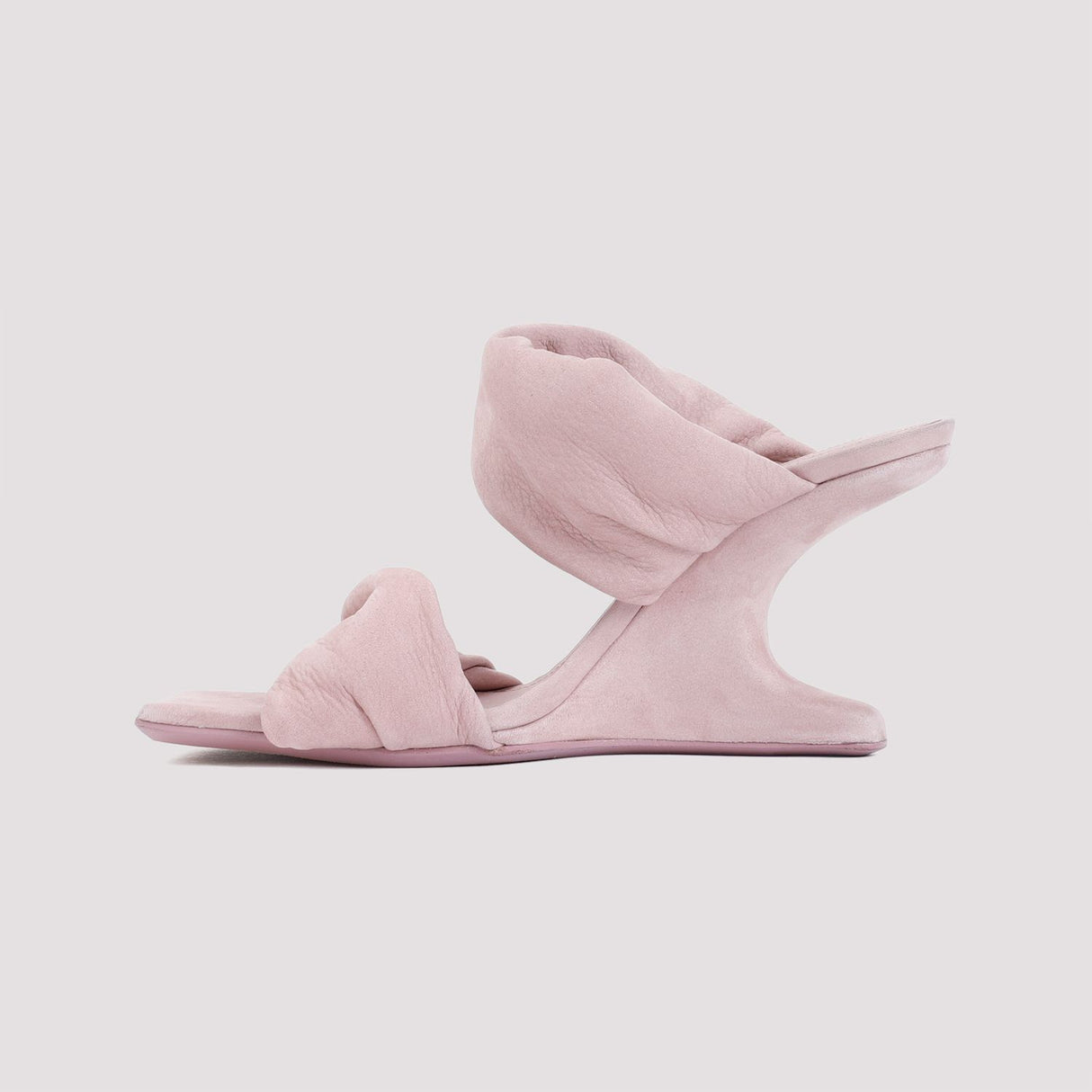 缠绕式双鞋跟女款粉紫色凉鞋