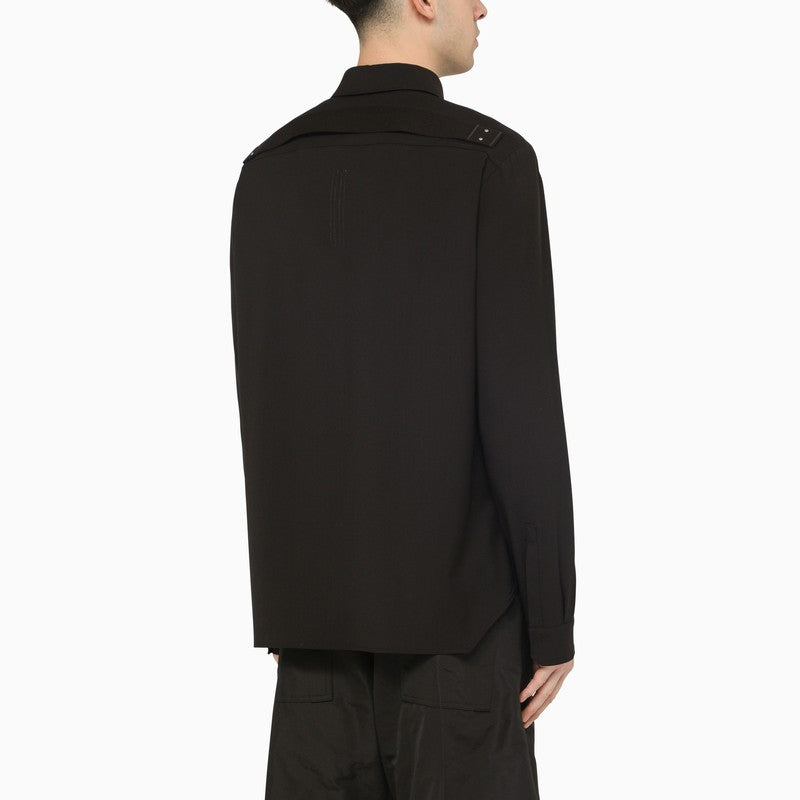 Hikari Men's Wool Shirt - Classic Collar, Long Sleeves, Snap Button Fastening