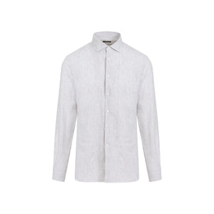 ZEGNA Men's Grey Linen Shirt for SS24