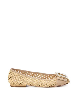ROGER VIVIER Beige Raffia Ballerina Shoes in SS24 Collection for Women