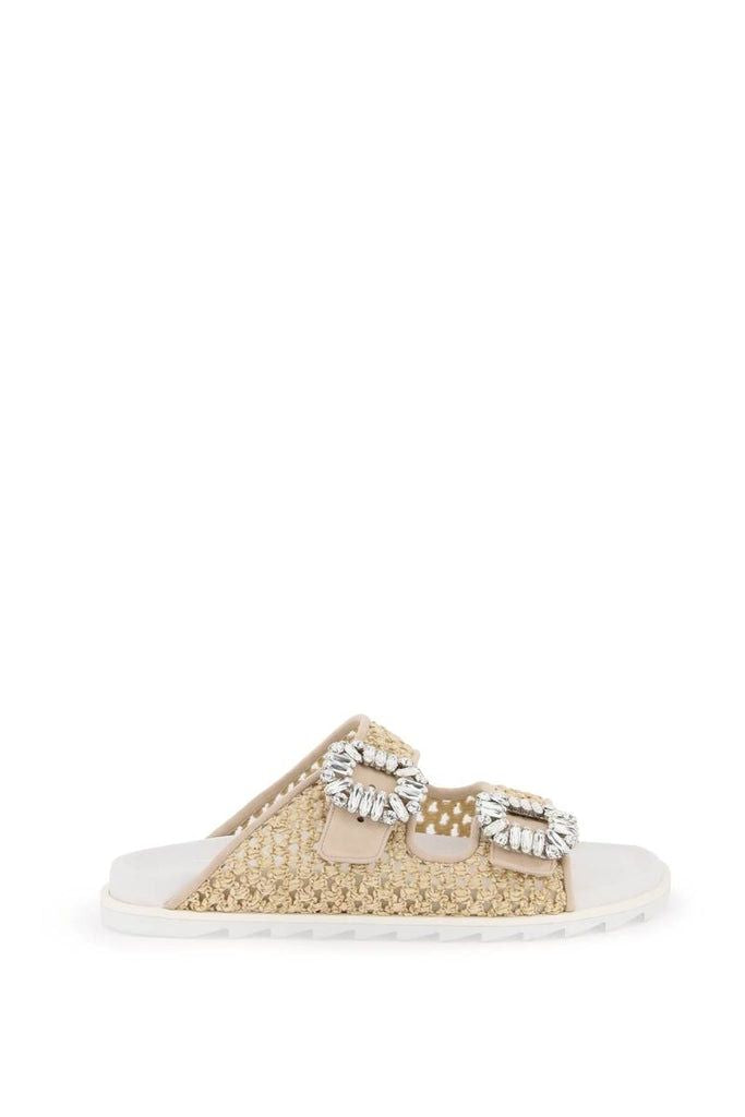 ROGER VIVIER Beige and White Raffia Sandals for Women - SS24 Collection