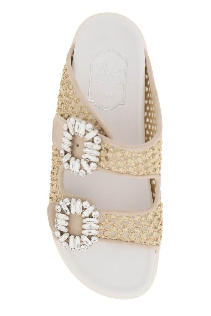 Beige and White Raffia Women's Sandals for SS24