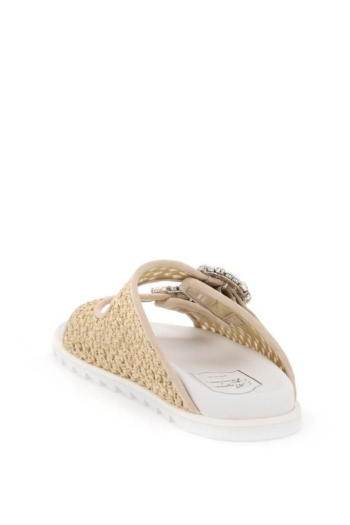 Beige and White Raffia Women's Sandals for SS24