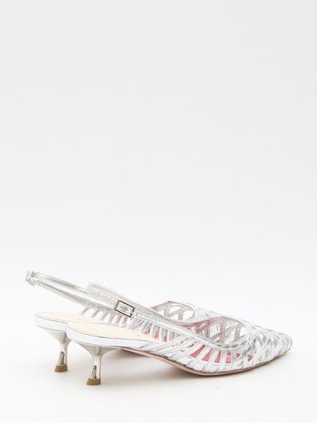ROGER VIVIER Silver Perforated Leather Slingback for Women