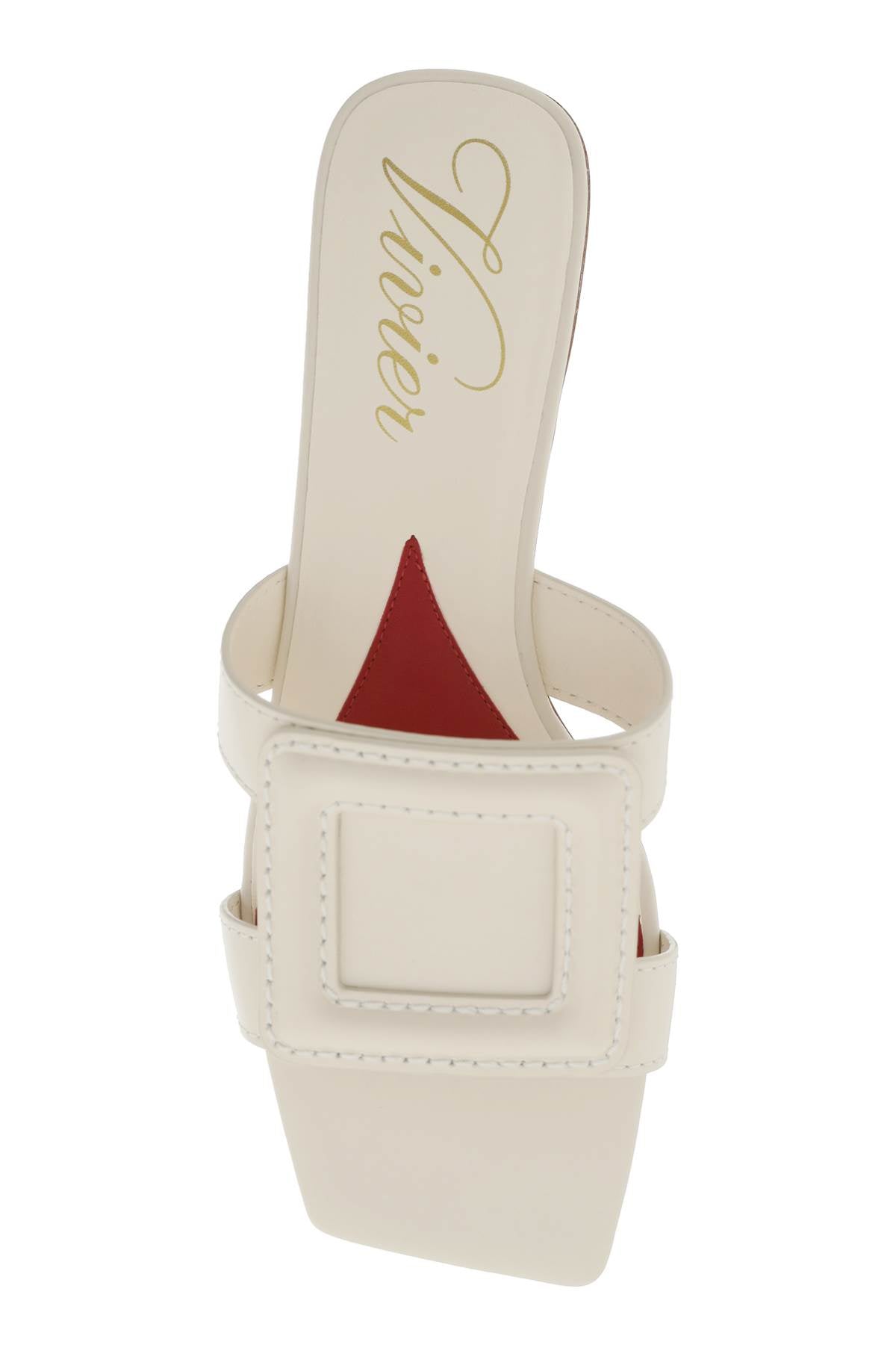 ROGER VIVIER White Leather Stitching Buckle Sandals for Women - SS24