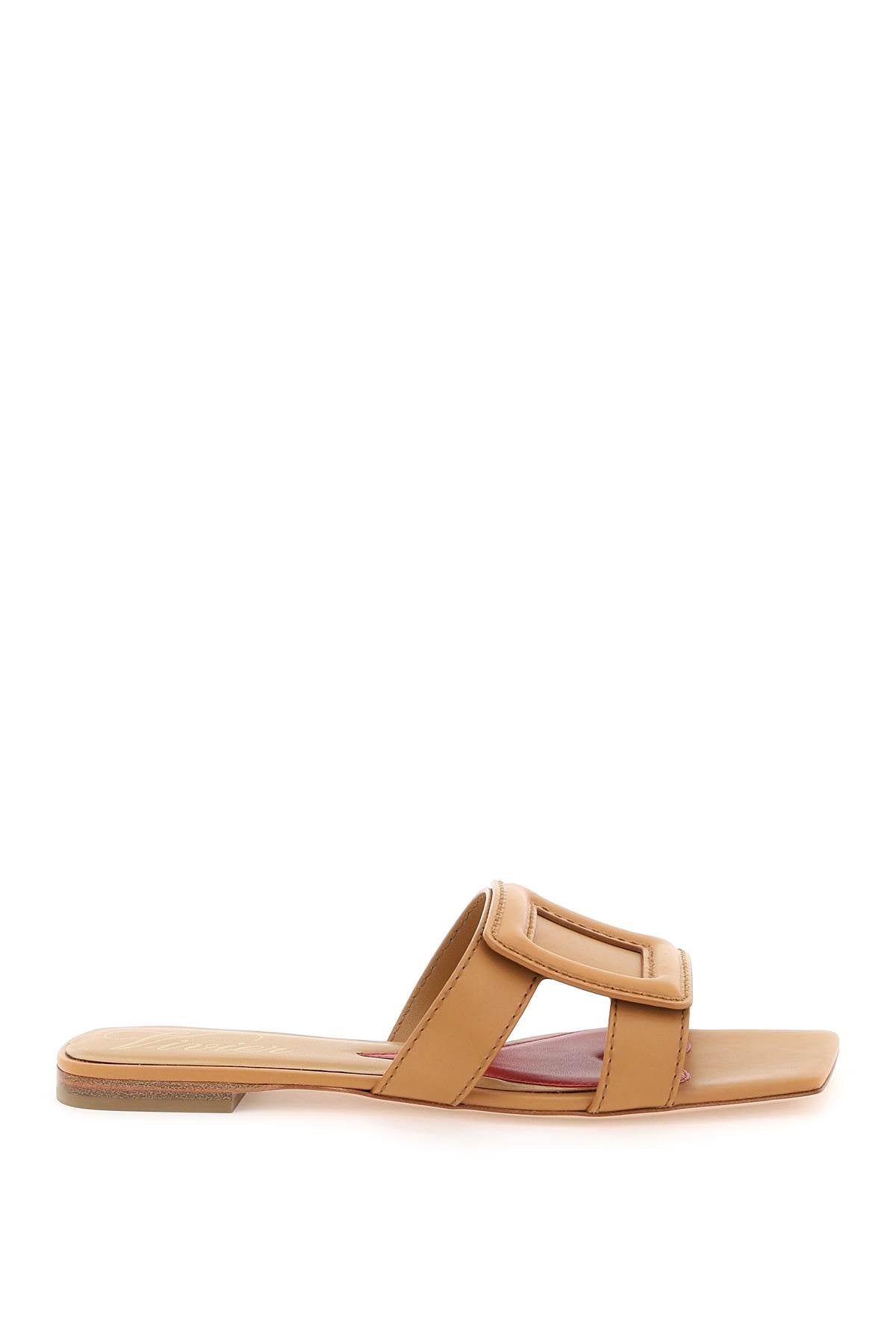 ROGER VIVIER Leather Stitching Buckle Sandals in Brown for Women