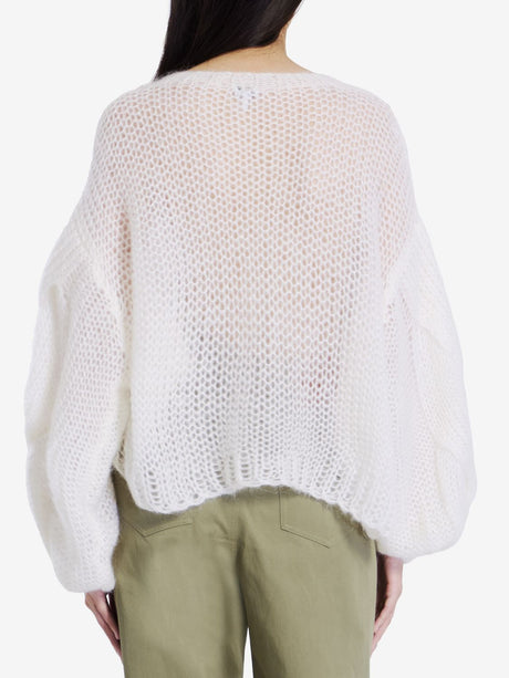 LOEWE Elegant Puffy Sleeve Sweater with Embroidered Logo