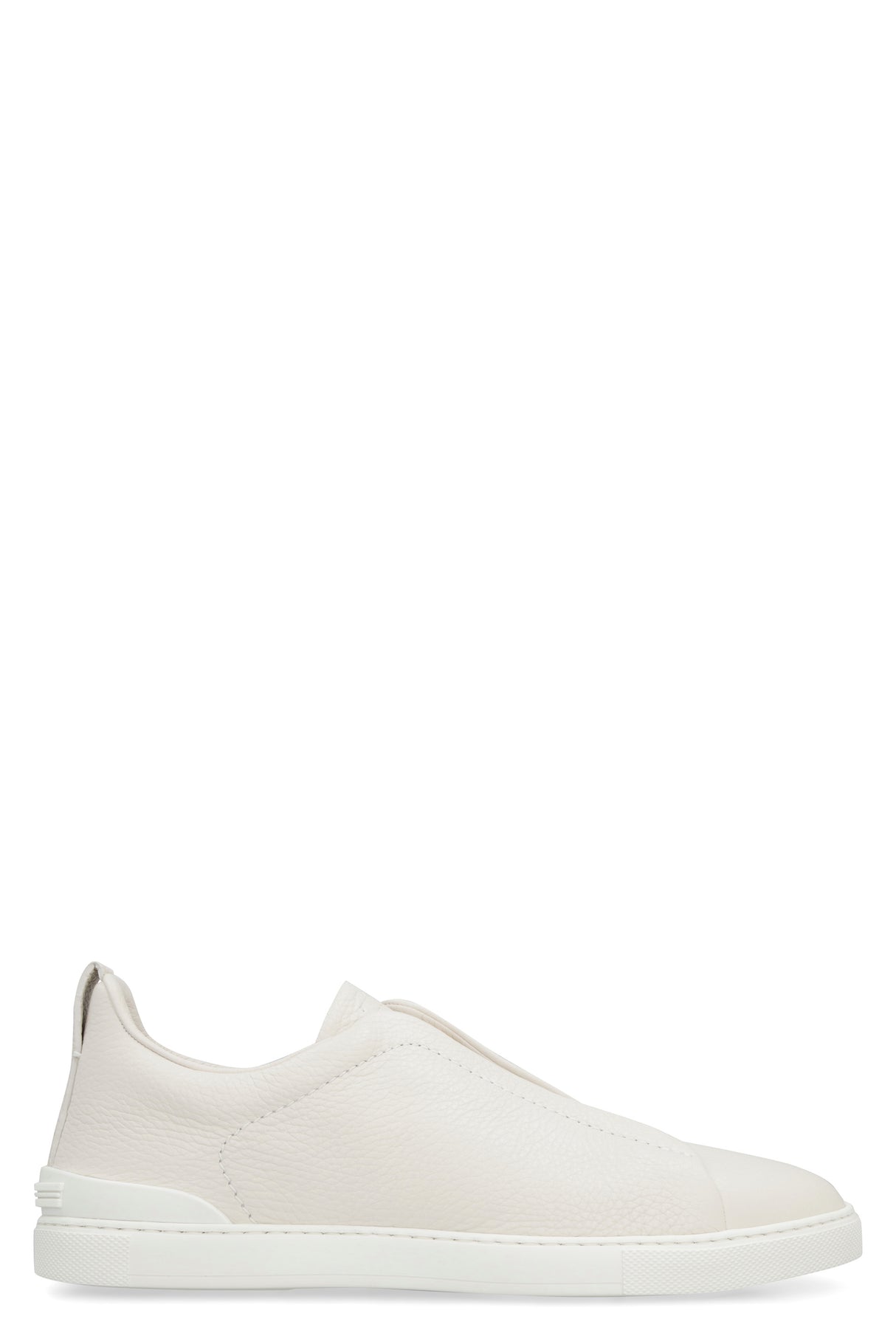 ZEGNA Men's White Triple Stitch Leather Sneaker for a Stylish and Comfortable Look