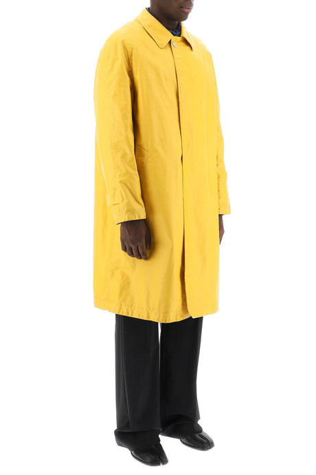 黄色男款破旧效果涂层棉质风雨衣