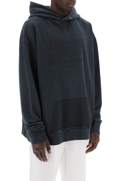 Áo hoodie logo ngược tonal nam với chi tiết bóc tách - SS24