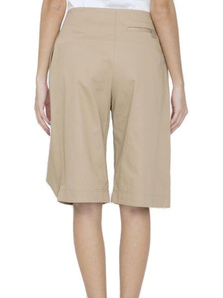 LOEWE Pleated Bermuda Shorts in Beige Cotton for Women