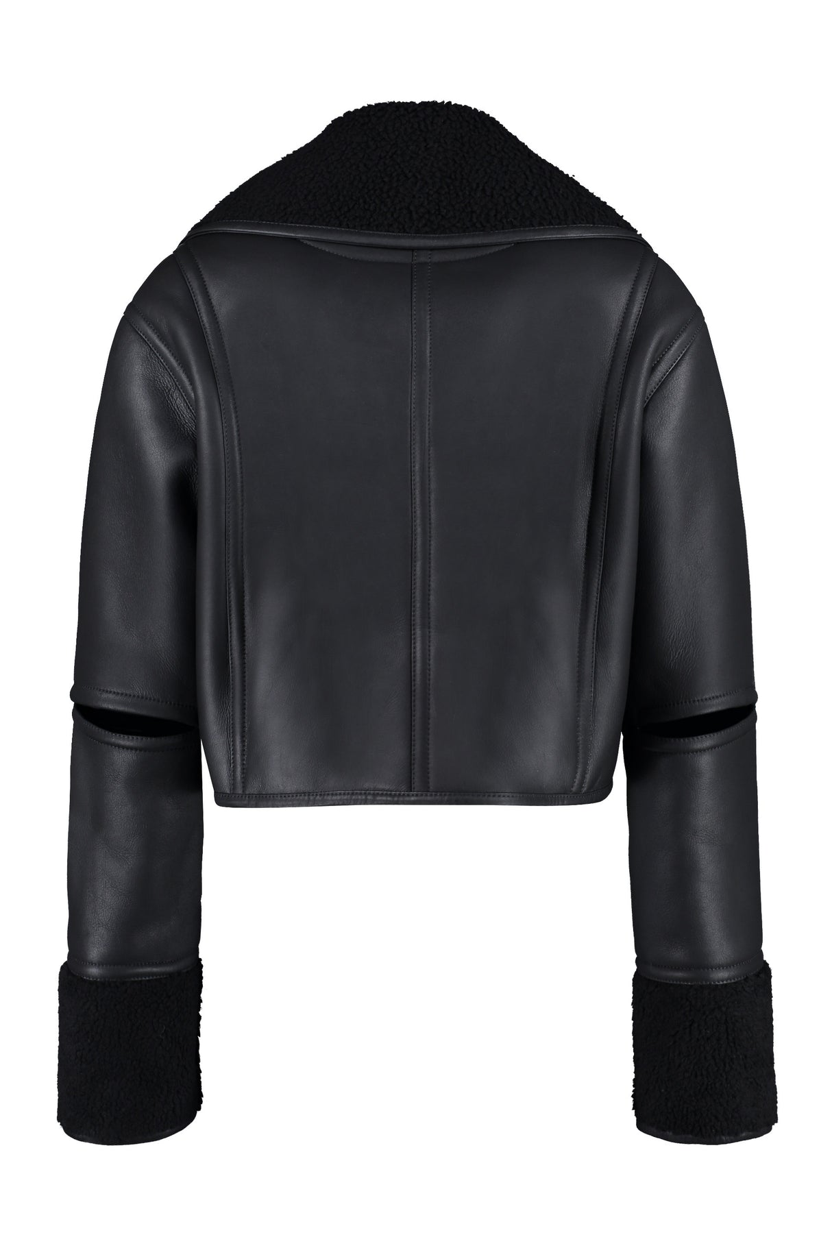 LOEWE Deconstructed Leather Jacket - Asymmetrical Shearling Collar - FW22