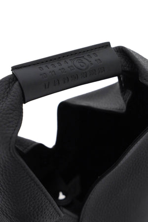 Japanese Grained Leather Handbag with Signature Stitching and Adjustable Shape