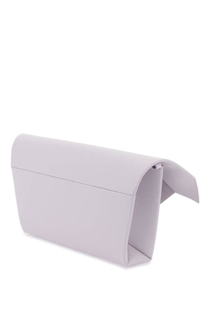 'SNATCHED' Leather Clutch with Asymmetric Flap and Mirrored Logo Plate