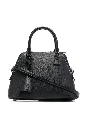 Men's Grained Leather Mini Handbag - Black