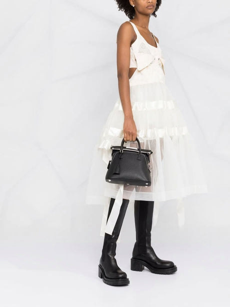 MAISON MARGIELA Elegant Mini Leather Handbag with Silver Accents 25x18.5x13cm
