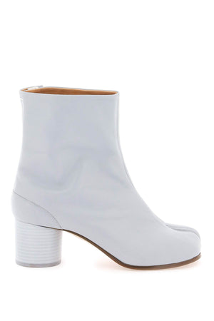 Sleek Leather Tabi Ankle Boots - Eye-catching Mixed Colors