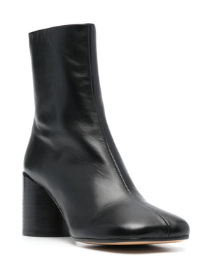 MM6 MAISON MARGIELA Black Leather Ankle Boots for Women - SS24 Collection