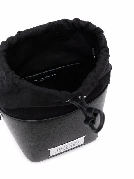 Jet Black 5AC Number Patch Bucket Handbag for Men