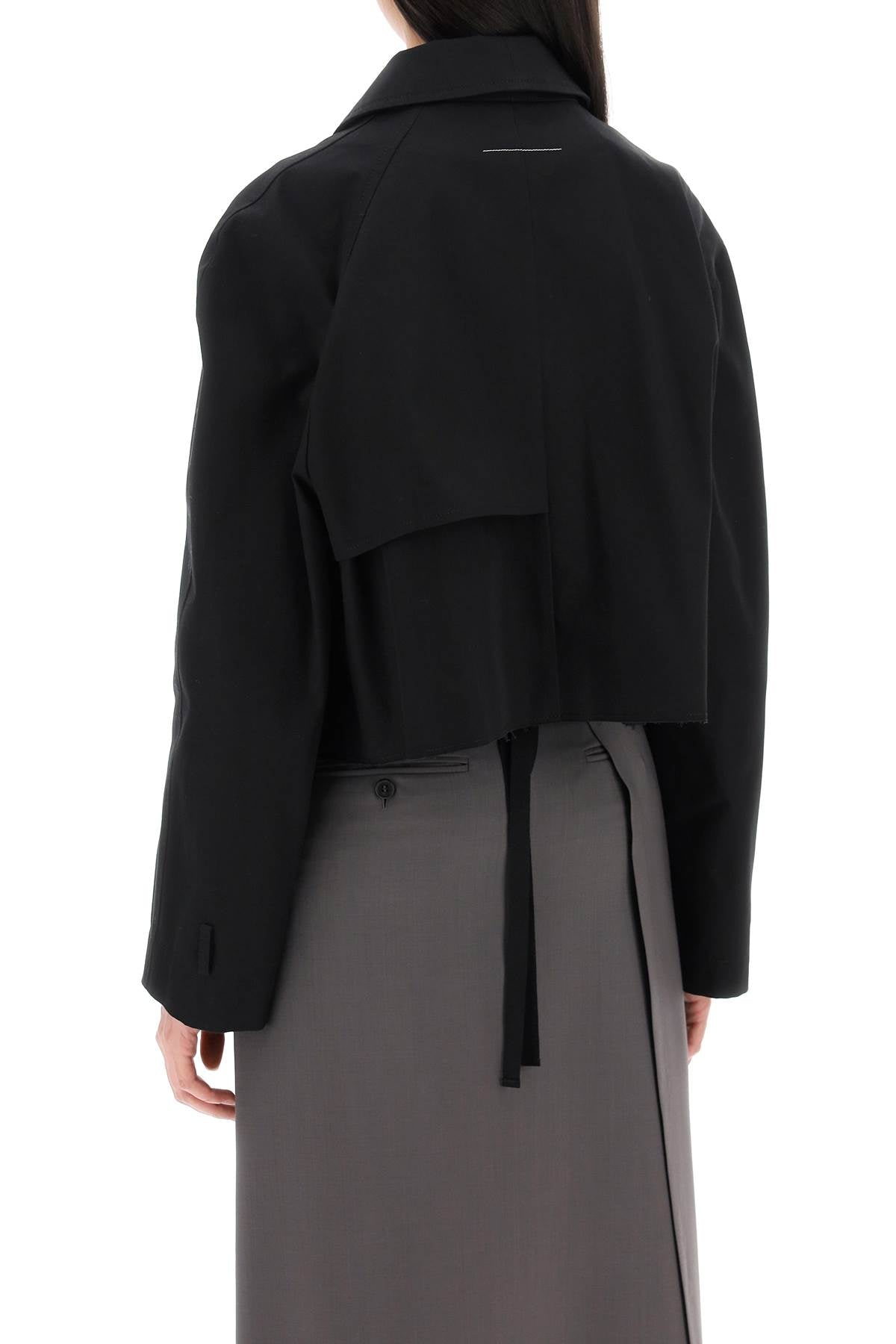 Áo khoác đôi dài cắt ngắn cho phụ nữ màu NERO