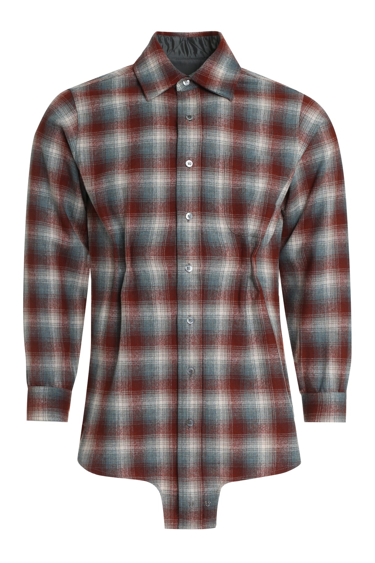 MAISON MARGIELA Checkered Wool Shirt with Nacre Buttons - Burgundy