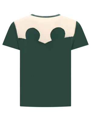 メンズ向けグリーンレギュラーフィットディコンストラクト型Tシャツ