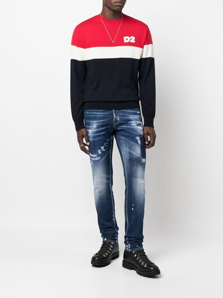 DSQUARED2 Navy Distressed Skinny Jeans for Men
