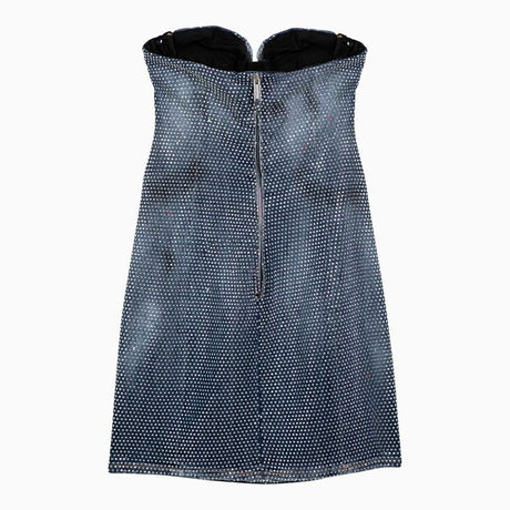 DSQUARED2 Navy Washed Denim Mini Dress with Crystals for Women