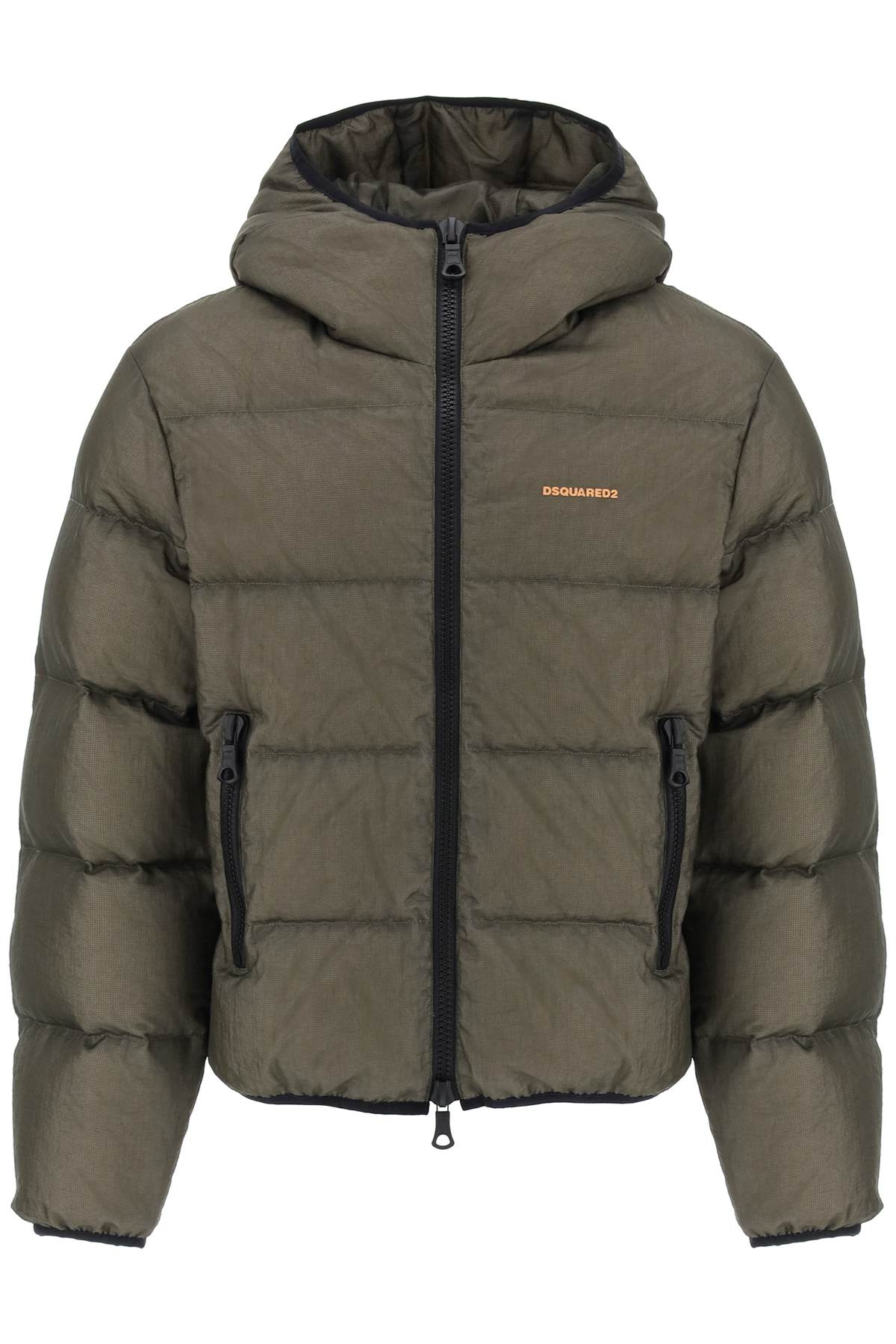 DSQUARED2 Green Ripstop Puffer Jacket for Men - Quilted Nylon, 90/10 Duck Down and Feathers