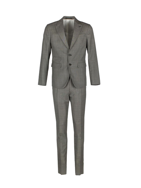 Gray Houndstooth Single-Breasted Suit for Men