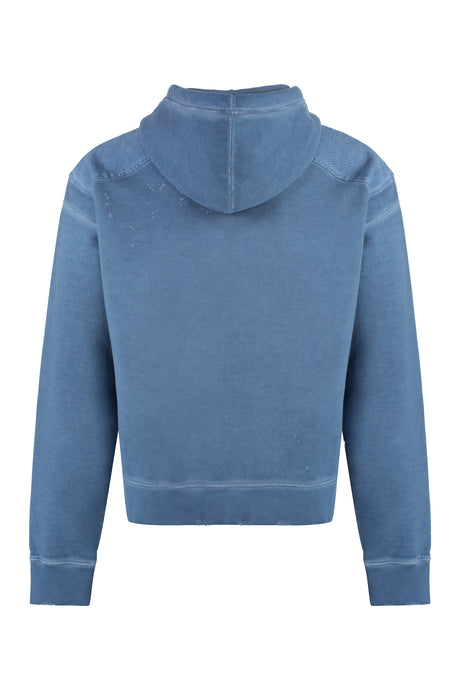 DSQUARED2 Men's Blue Destroyed Cotton Hoodie for FW23
