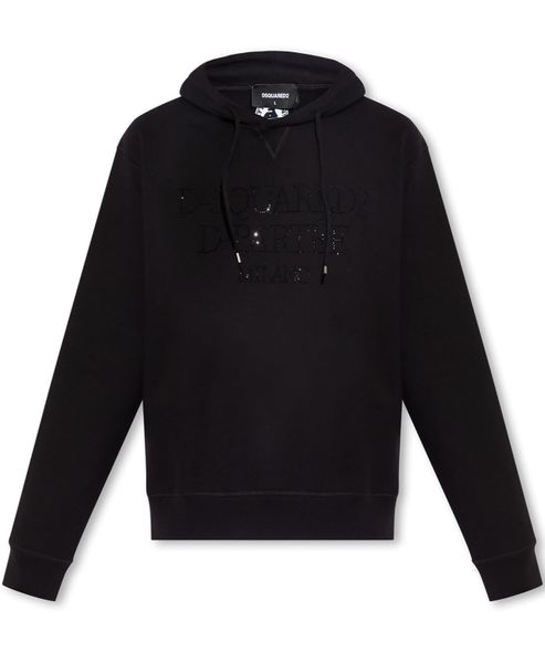 Áo Hoodie Nam Cotton đen có dây rút điều chỉnh từ bộ sưu tập FW23