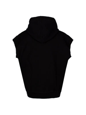 Black Sequin Logo Cotton Hoodie for SS24