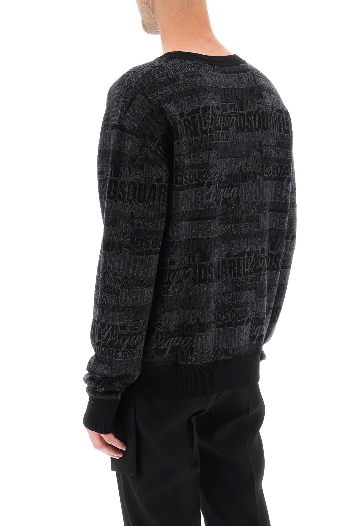 Áo len dệt mặc cho nam màu xám với họa tiết logo - Bộ sưu tập FW23