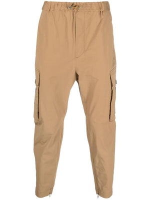 Camel Yellow Elastic Waist Tapered Trousers