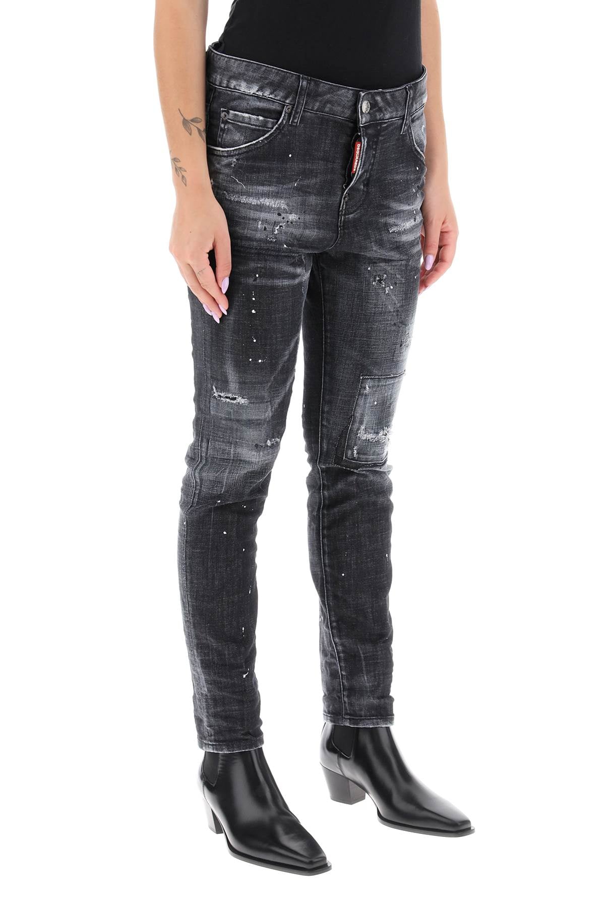 DSQUARED2 Distressed 'Jennifer' Skinny Jeans in Black for Women