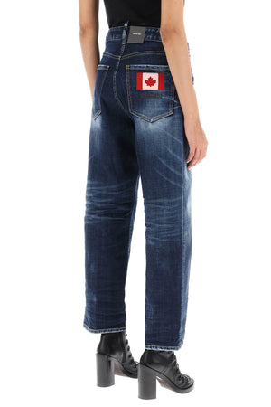 Quần Jeans Cắt Ngắn Nữ Màu Xanh Rêu Với Chi Tiết Hủy Diệt Và Đỗ Quốc Kỳ Canada