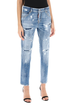 DSQUARED2 Cool Girl Medium Ice Spots Wash Denim Jeans for Women - SS24