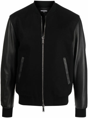 男士FW22黑色羊毛混紡運動夾克