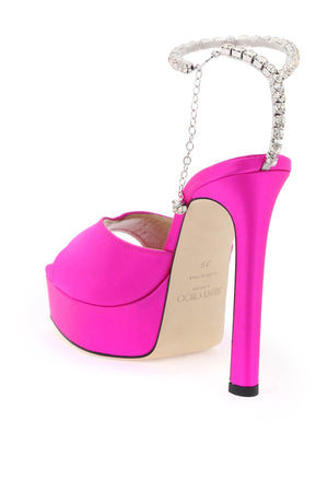JIMMY CHOO Bold and Glamorous Fuchsia Platform Sandals for Women - SS24