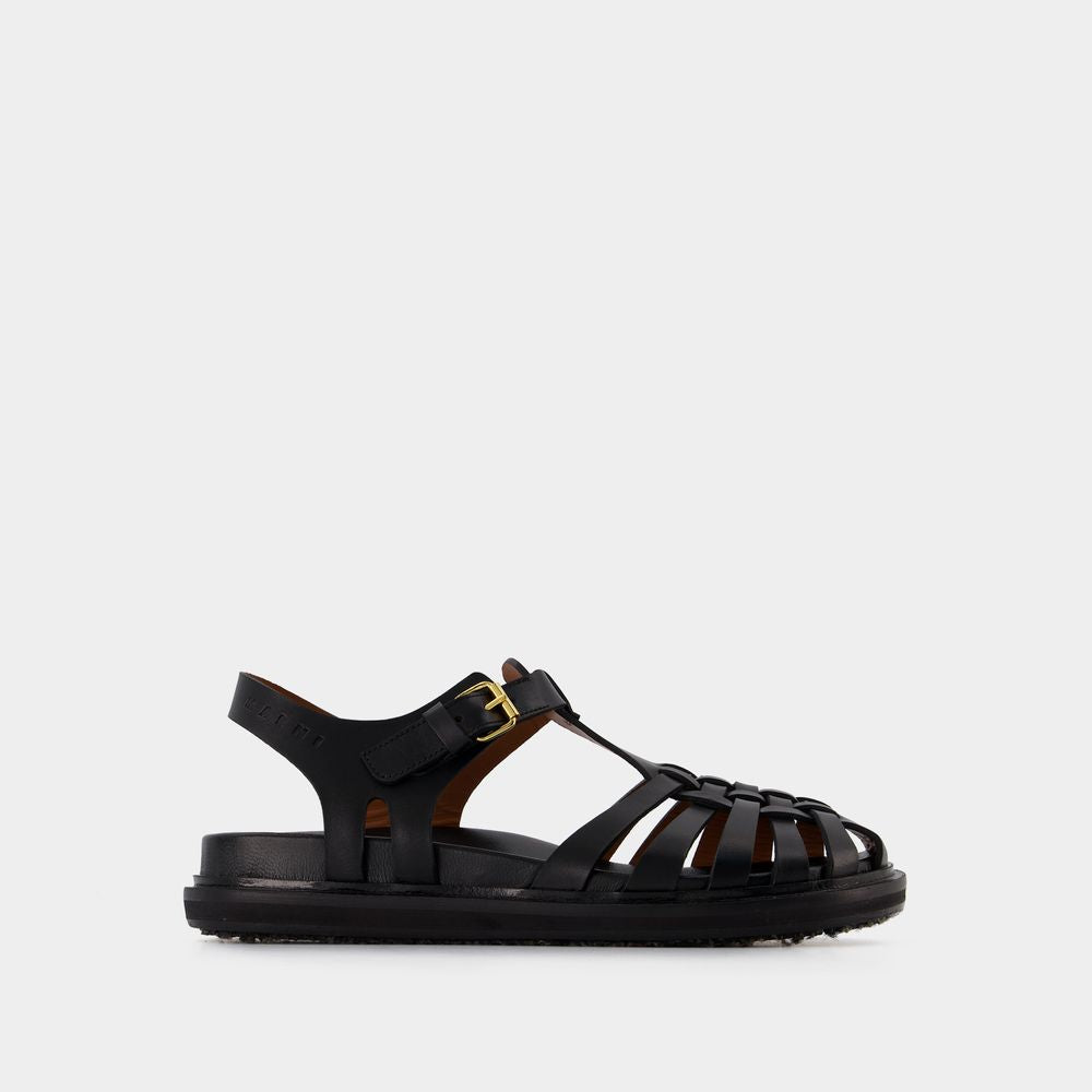 MARNI Black Fisherman Sandals for Women - SS23 Collection